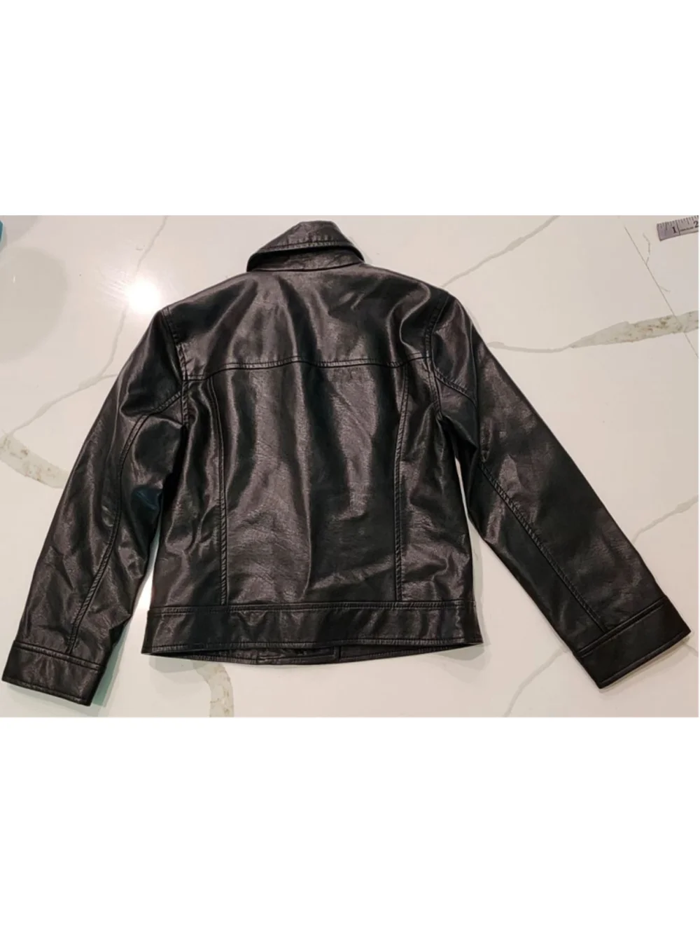 Abercrombie Kids Black Faux Leather Motorcycle Moto Biker Jacket Size 7/8